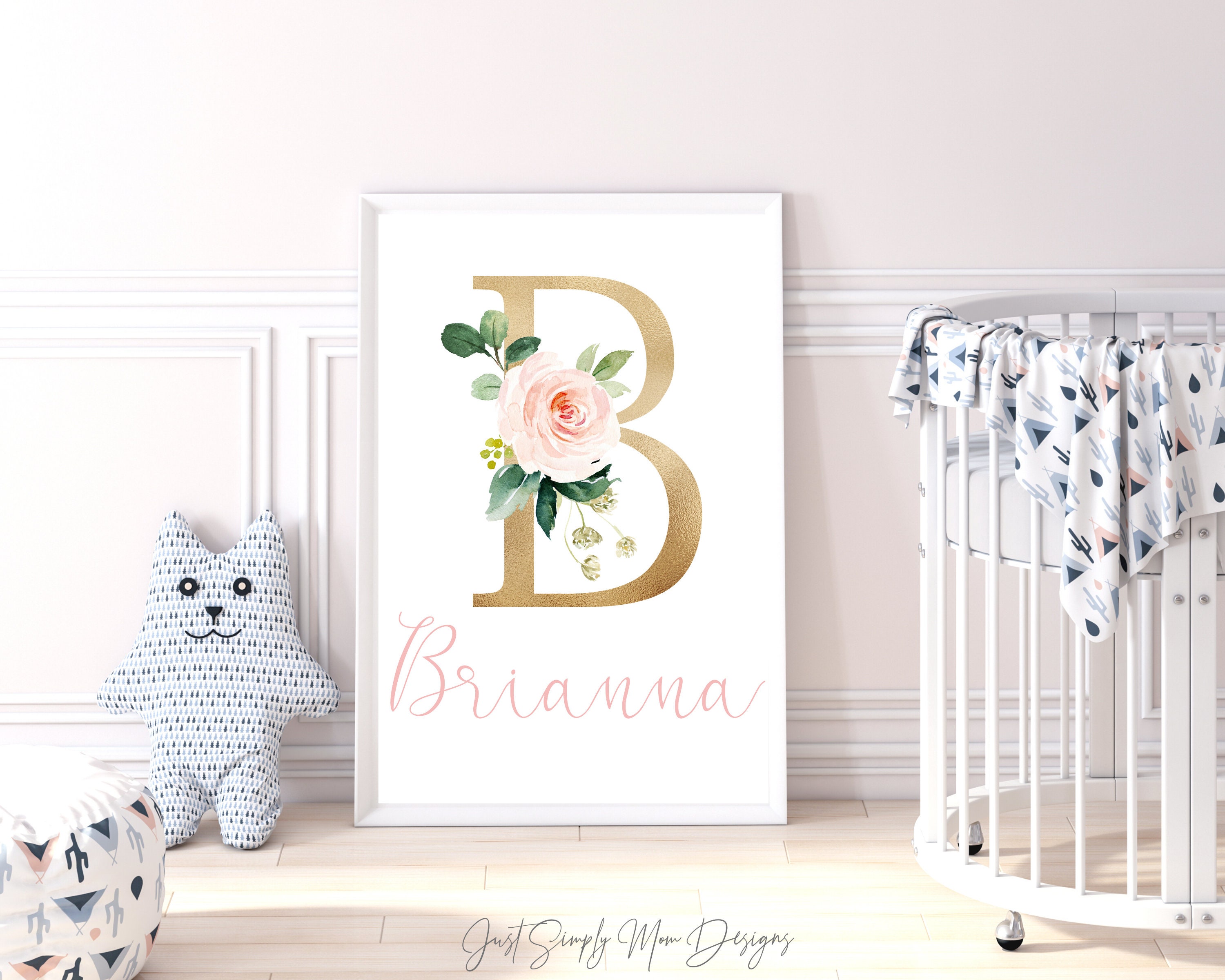 Blush Pink Floral Nursery Wall Decor for Baby Girl Nursery- Pink and ...