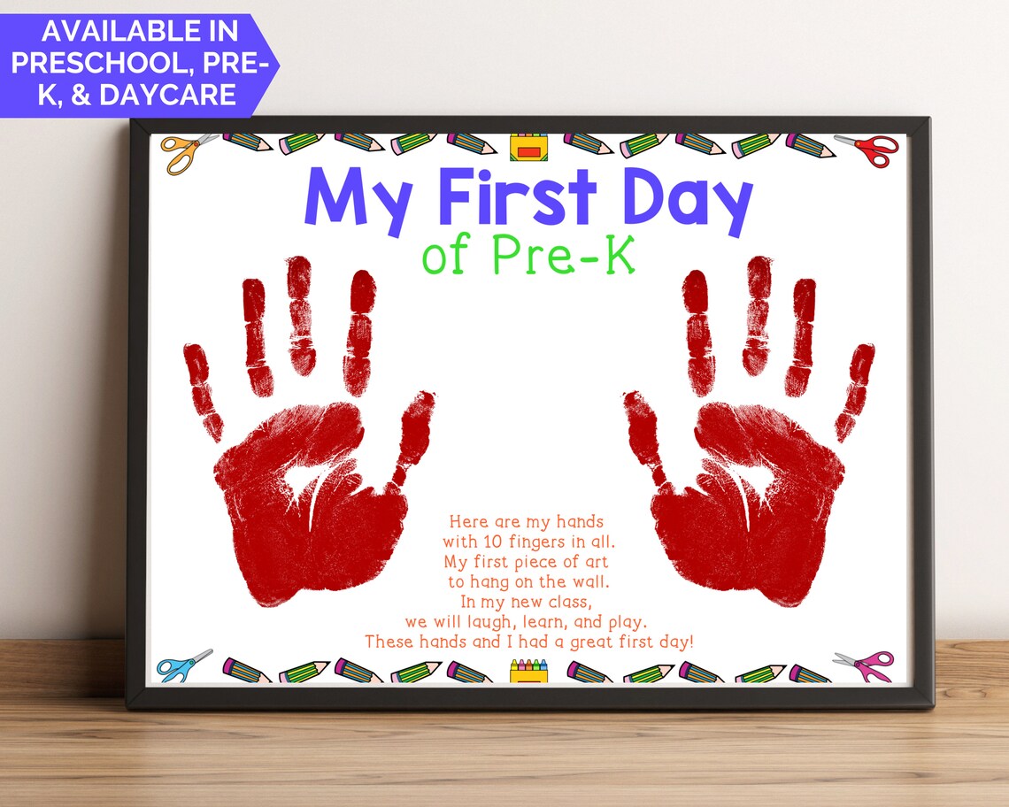 First Day of School Tiny Handprint for Babies Toddlers - Etsy