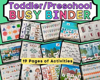 Printable DIY Toddler Busy Binder -Quiet Book of Learning and Educational Activities for Fun and Keeping Your Toddlers Busy-Download + Print