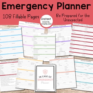 Emergency Binder Printable and Fillable, In Case of Emergency Printable Organizer, End of Life Planner, &quot;What if&quot; Binder, Editable Planner