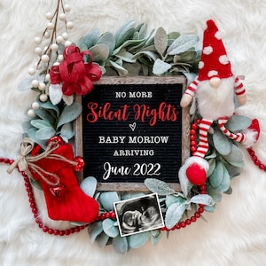 Christmas Digital Pregnancy Announcement for Social Media -Baby Reveal Expecting- Many Phrase Options- Floral Letter Board Baby Announcement