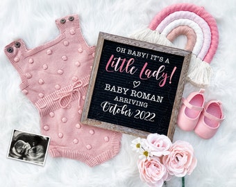 Girl Rainbow Digital Pregnancy Announcement for Social Media - Rainbow Baby Gender Reveal -Flat Lay -Miracle Baby Reveal Board - It's a Girl