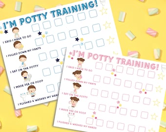Potty Training Chart for Toddlers -Printable Reward Sticker Chart for Toilet Training -Download and Print File -Girl or Boy Motivation Chart