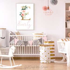Blush Pink Floral Nursery Wall Decor for Baby Girl Nursery- Pink and ...