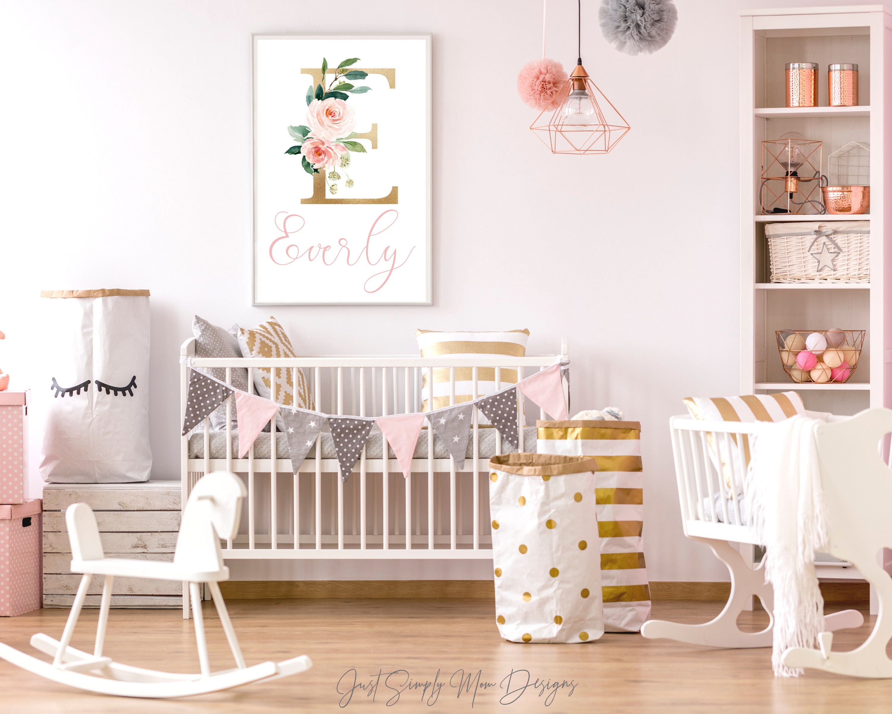 Blush Pink Floral Nursery Wall Decor for Baby Girl Nursery Etsy