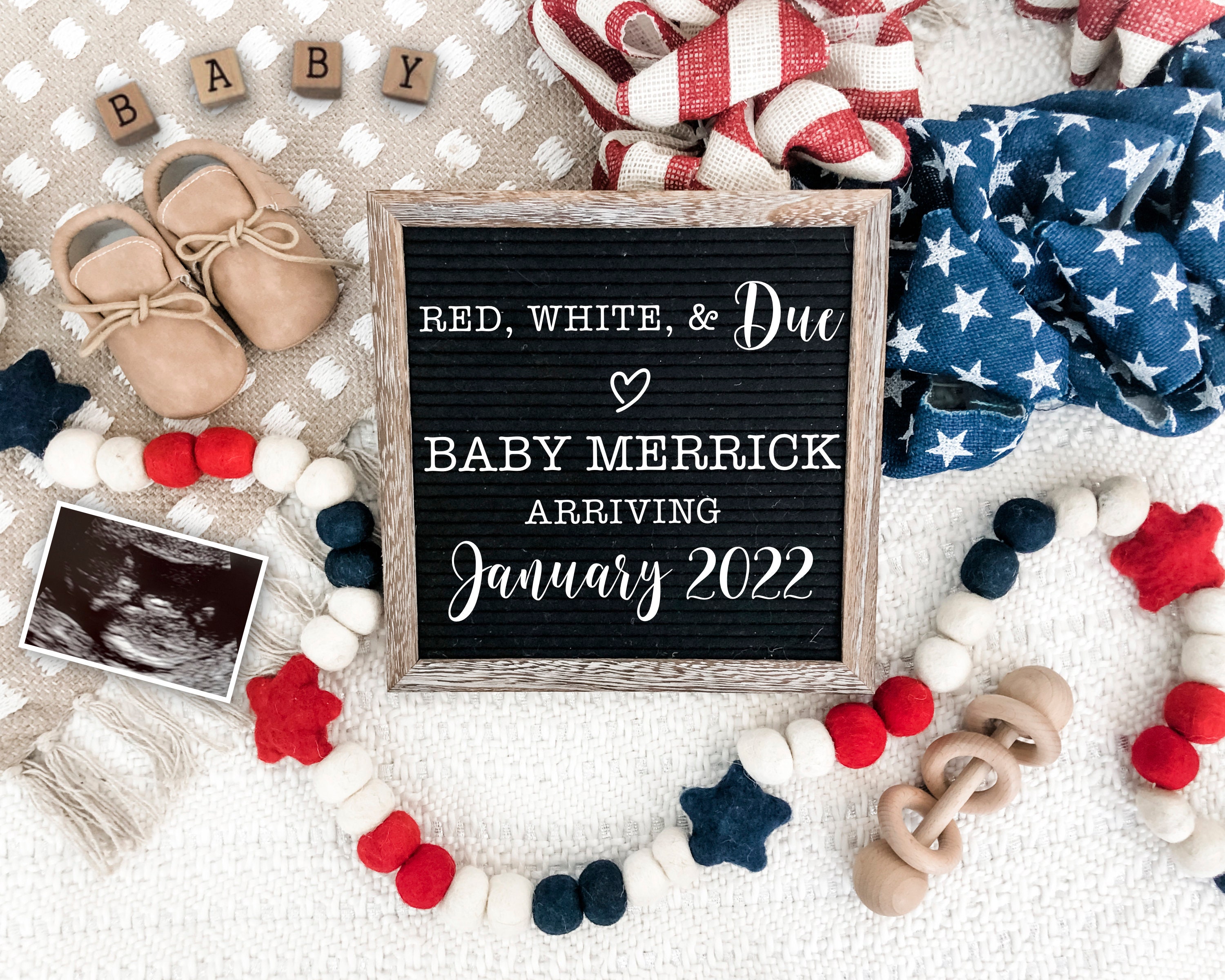 Fourth of July Pregnancy Announcement Digital Download for Social Med…