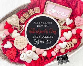 Valentine's Day Pregnancy Announcement Digital Download for Social Media-Baby Announcement-Baby Reveal Board-Sweetheart -Gender Reveal