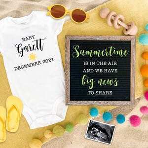 Zomerzwangerschapsaankondiging Digitaal voor sociale media - Baby Reveal - Strandbaby - Genderneutraal - Digitale babyaankondiging