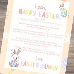 Printable Easter Bunny Letter Easter Fun for Kids and Toddlers Personalized Letter From Easter Bunny for Egg Hunt or Easter Basket image 2