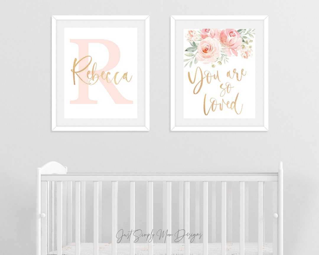 Printable Pink Nursery Wall Decor for Baby Girl Nursery Blush Gold