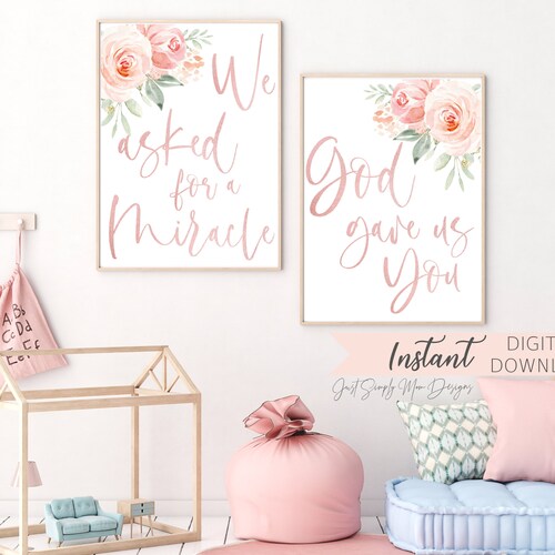 Printable Pink Nursery Wall Decor for Baby Girl Nursery Etsy