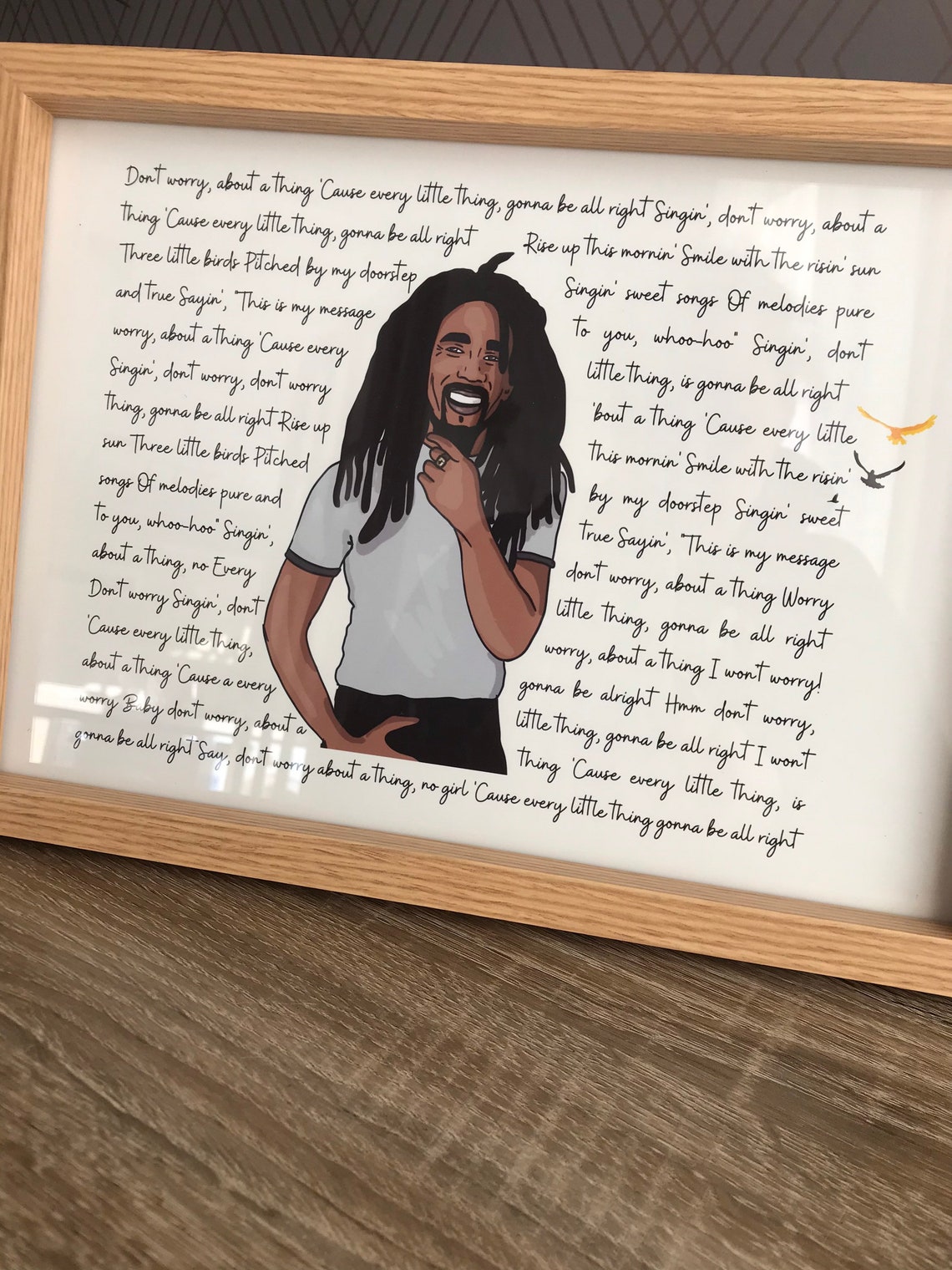 Bob Marley Three Little Birds Lyrics Print Art Poster Wall Art | Etsy