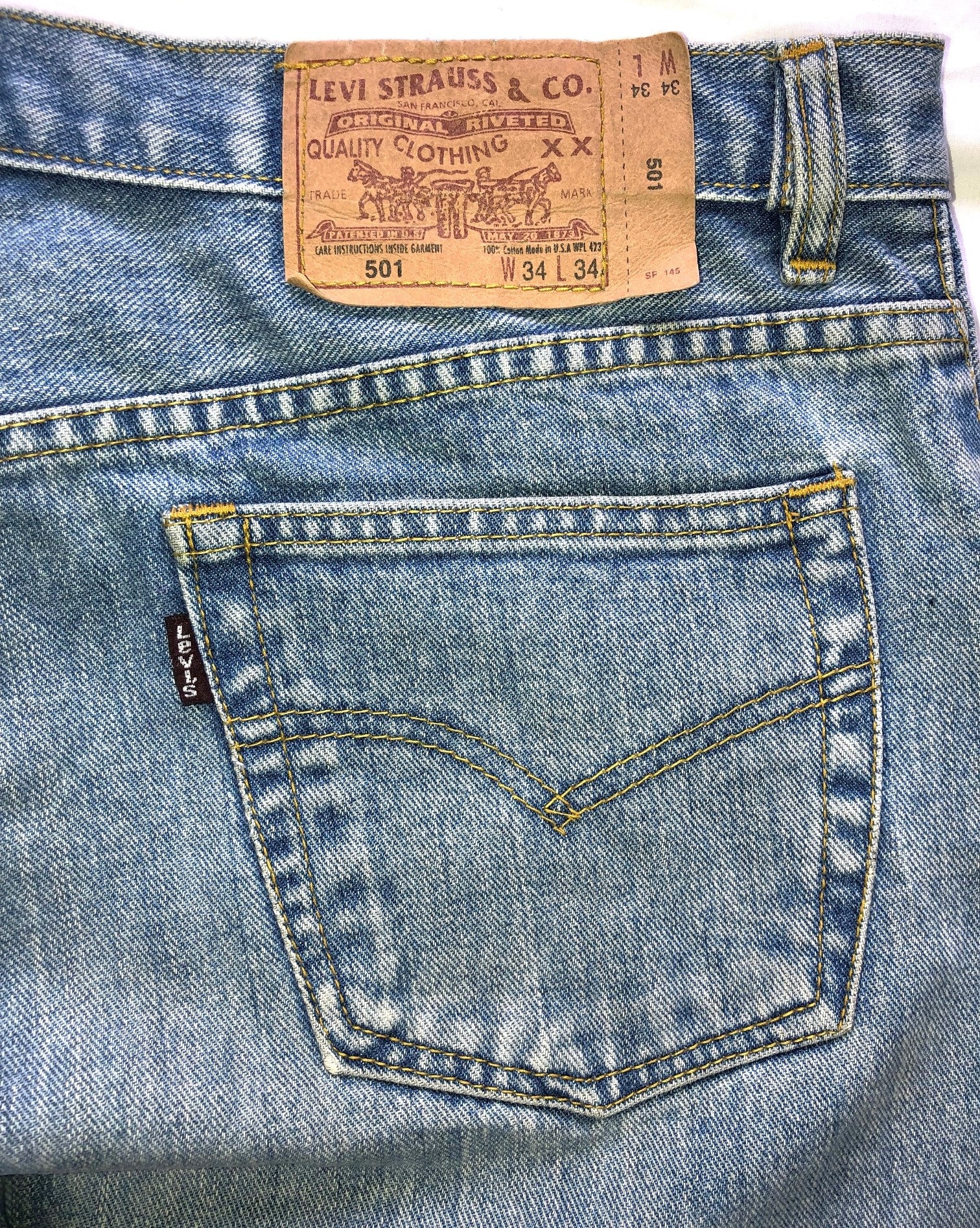 Levi's 501 Vintage W34 L32 Men's Men Regular Fit Straight Leg Blue