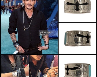 The Indian Navajo “Sparrow” Bangle Bracelet with Natural Howlite Turquoise Stone Worn by Johnny Depp!