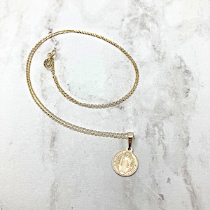 Gold 10 k Saint Benedict Necklace , Saint Benedict charm,Medalla San Benito