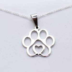 Sterling silver paw necklace