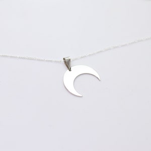 Sterling Silver Moon Pendant Necklace, Delicate and Minimalist Moon Charm Jewelry