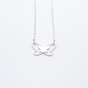 Sterling Silver Butterfly Pendant Necklace, Rolo Chain