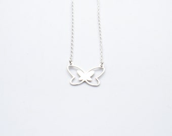 Sterling Silver Butterfly Necklace , Tiny Butterfly Jewelry , Butterfly Pendant