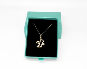 14k Solid Gold Peace Dove Necklace Charm