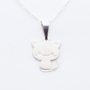 Silver Cat Necklace, Kitten Necklace, Cat Silver  Pendant, S925 Cat Charm, Pet Gift