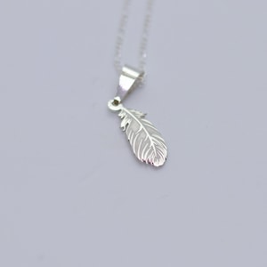 Silver Feather Necklace,Feather Charm,Sterling Silver Feather Jewelry