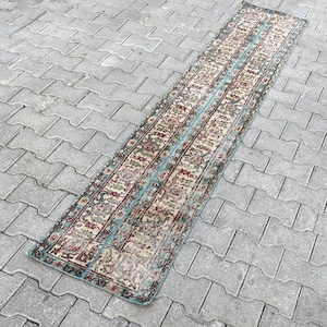 Turkish Rug, Vintage Runner Rug, Patchwork Rug, 1.6x8.3 ft Rug, Hallway Rug, Bohemian Rug, 2x8 ft Area Rug, Antique Rug, Wool Handmade Rug
