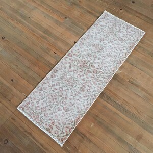 Türkischer Teppich, 1,3x3,4 ft, Vintage Teppich, Wollteppich, Handgemachter Teppich, Türmatte, Geschenk teppich, floraler Teppich, gedeckter Teppich, kleiner Teppich, Küchenteppich, Rosa Teppich
