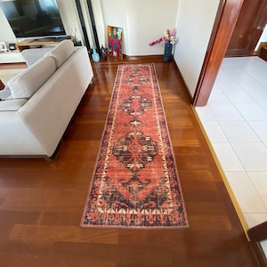 Turkish Red Rug, Bohemian Decor, Home Decor, Bedroom Decor, Kitchen Rug, Bathroom Rug, Floor Rug, Vintage Area Runner Rug, Hallway Runner