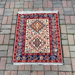 Home Decor Kelim, 2.6 x 3.1 ft Kelim, Vintage Small Kelim, Handmade Kelim, Exclusive Kelim, Silk and Cotton Kelim, Organic Kelim, Gift Rug