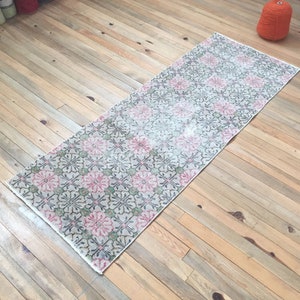 Hallway Rug, 2.1x5.5 ft, Runner Rug, Blue Rug, Oushak Rug, Turkish Rug, Floral Rug, Vintage Rug, Wool Rug, Kitchen Rug, Antique Rug,Long Rug