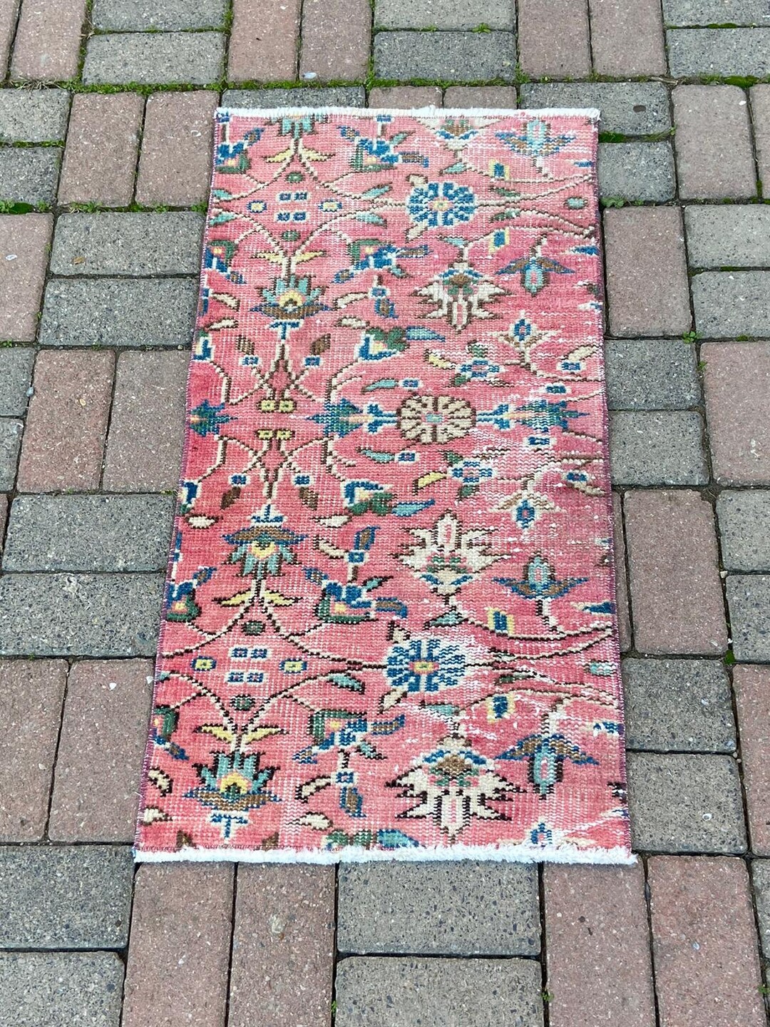 Turkish Small Rug, 1.6x3.1 Ft Vintage Small Rug, 2x3 Blue Rug, 2x3 ...