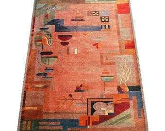 Alfombra con estampado moderno, alfombra de cocina de 2x3, alfombra de pasillo de 2x5, alfombra de entrada, alfombra moderna pequeña, alfombra decorativa para el suelo, alfombra de jardín, alfombra lavable.