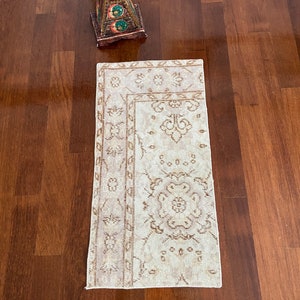 Entry Rug, 1.4 x 2.7 ft Small Rug, 1 x 3 ft Beige Rug, Vintage Small Rug, Doormat Rug, Decorative Rug, Home Gift Rug, Handmade Rug