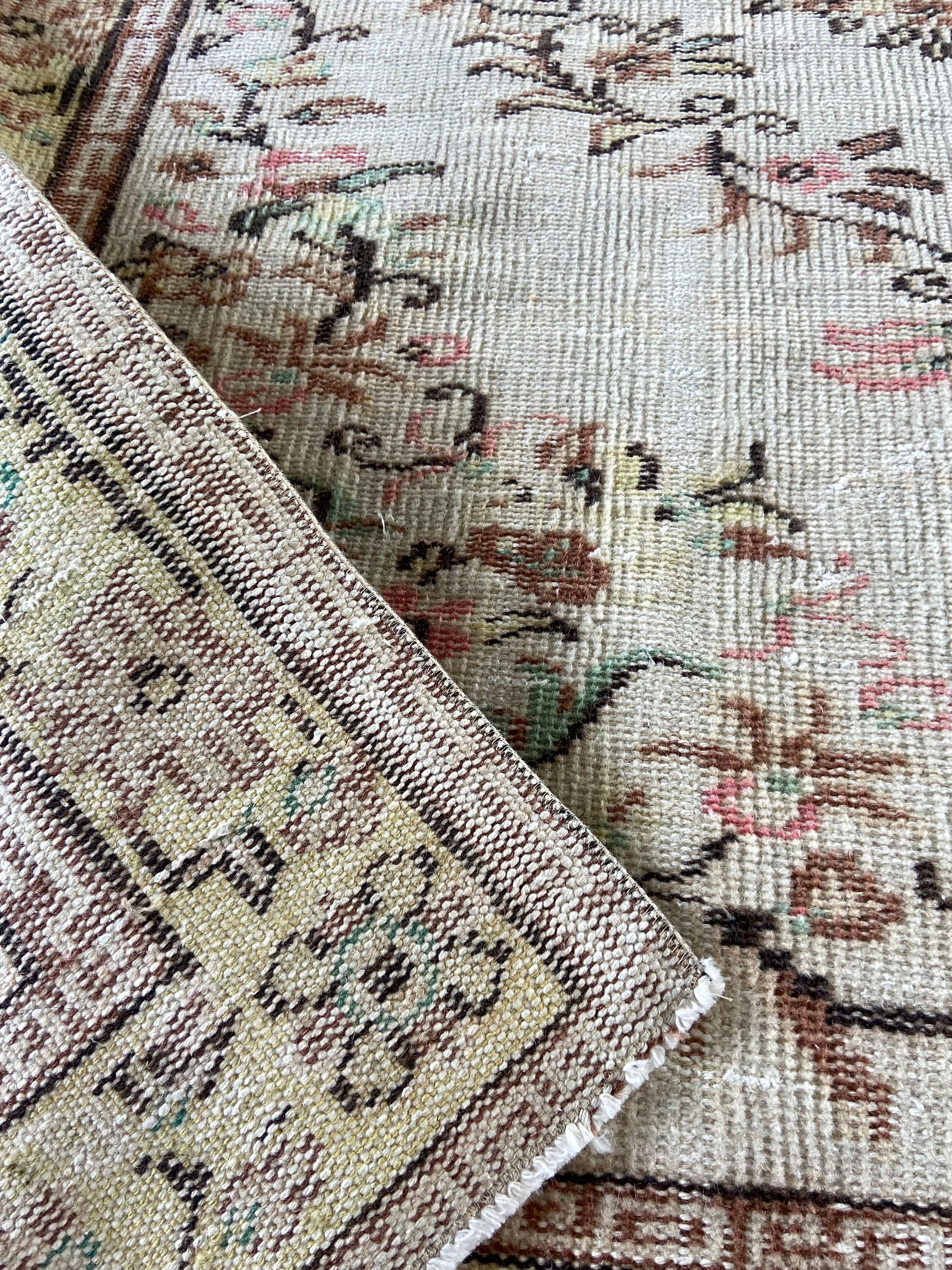 Floral Rug, 4.1x7.08 Ft Vintage Rug, 4x7 Beige Rug, Turkish Floral Rug, 4.1x7.08 Ft Vintage Rug, 4x7 Beige Rug, Turkish
