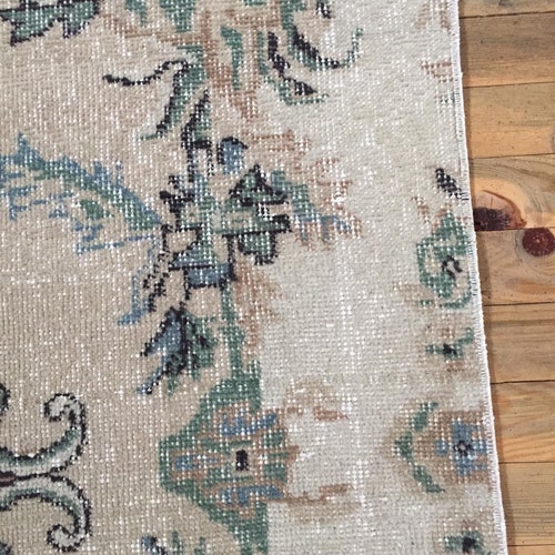 Runner Rug, Long Rug, 1.9x5.7 ft, Turkish Rug, Green Rug, Hallway Rug, Floral Rug, Office Rug, Handmade Rug, Anatolian Rug, discount Vintage Rug,Wool