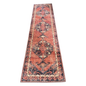 Turkish Red Rug, Bohemian Decor, Home Decor, Bedroom Decor, Kitchen Rug, Bathroom Rug, Floor Rug, Vintage Area Runner Rug, Hallway Runner