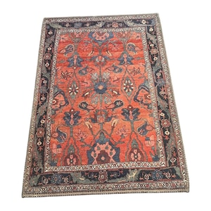 赤いトルコ産ウシャックラグ 2x3：手仕上げのオリエンタルボヘミアンラグ