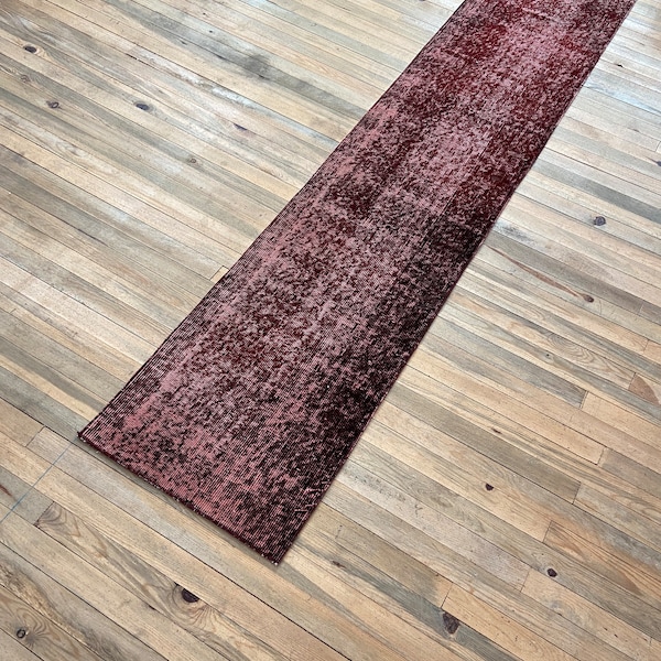 Vintage Runner Rug, 1.7x8.4 ft Runner Rug, 2x8 ft Burgundy Rug, Turkish Runner Rug, 2x8 Hallway rug, Bedroom Rug, Kitchen Rug, Handmade Rug