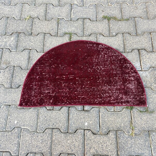 Red Half Circle Rug Etsy