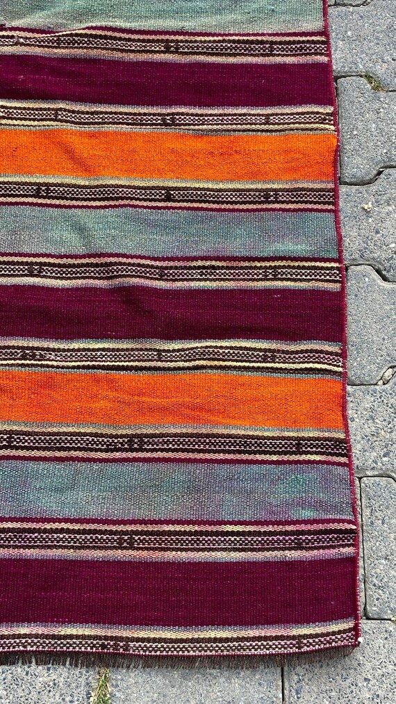 トルコ　ヴィンテージラグ　オレンジ　フローラル トルコ ヴィンテージラグ オレンジ フローラル