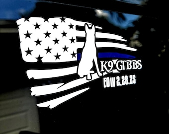 k9 memorial decal / k-9 police memorial sticker / police dog decal / patrol car window cling / handler present / officer gift / k9 dog / EOW