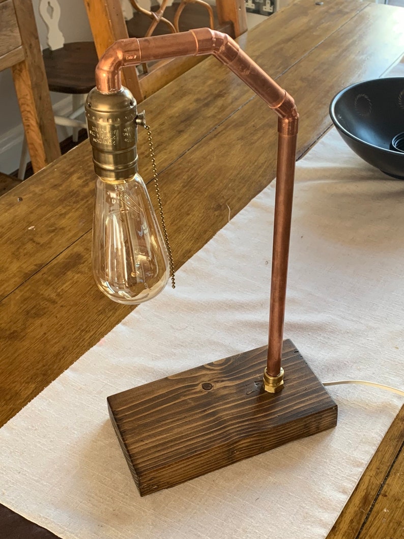 Industrial Copper Pipe Table Lamp | Etsy