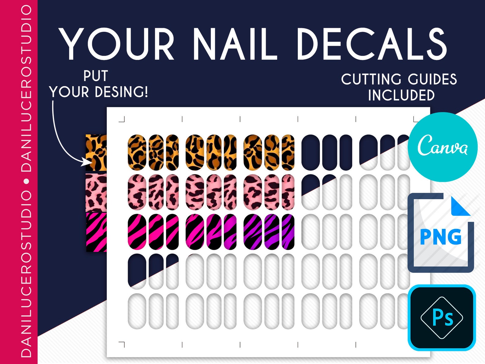  Water Slide Nail Decal Template 