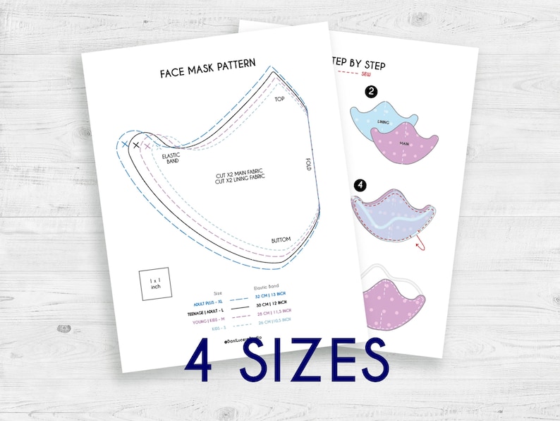 Face Mask PDF Pattern Different Sizes Washable Face Mask - Etsy