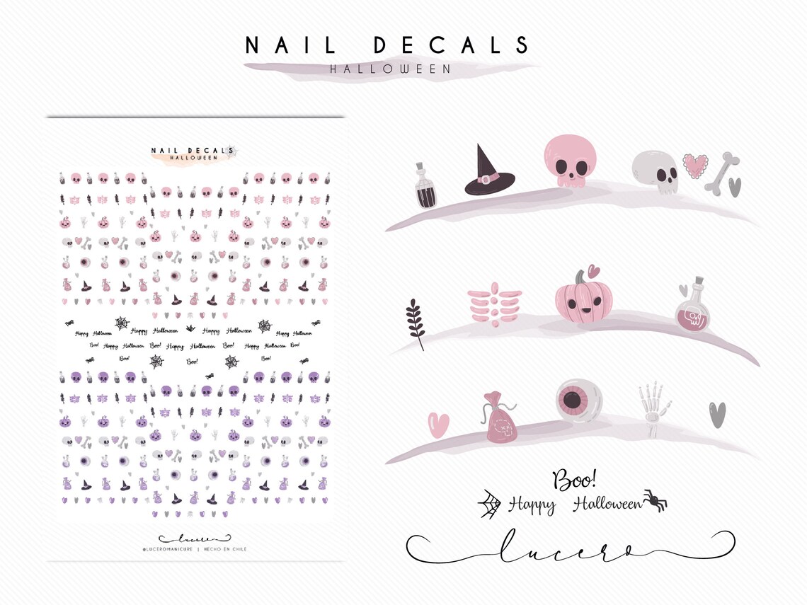 Halloween Nail Decals Nail Decals PDF Nail decals Printable | Etsy
