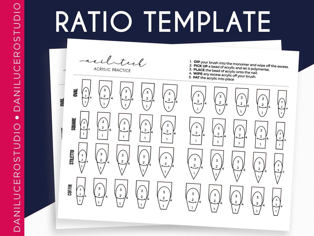 Acrylic Application Practice Sheet Acrylic Practice Template Nail