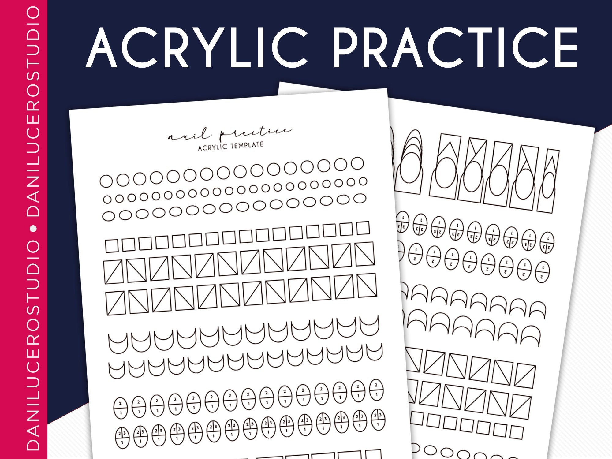 Acrylic Application Practice Sheet Acrylic Practice Template Nail Practice Template Nail 