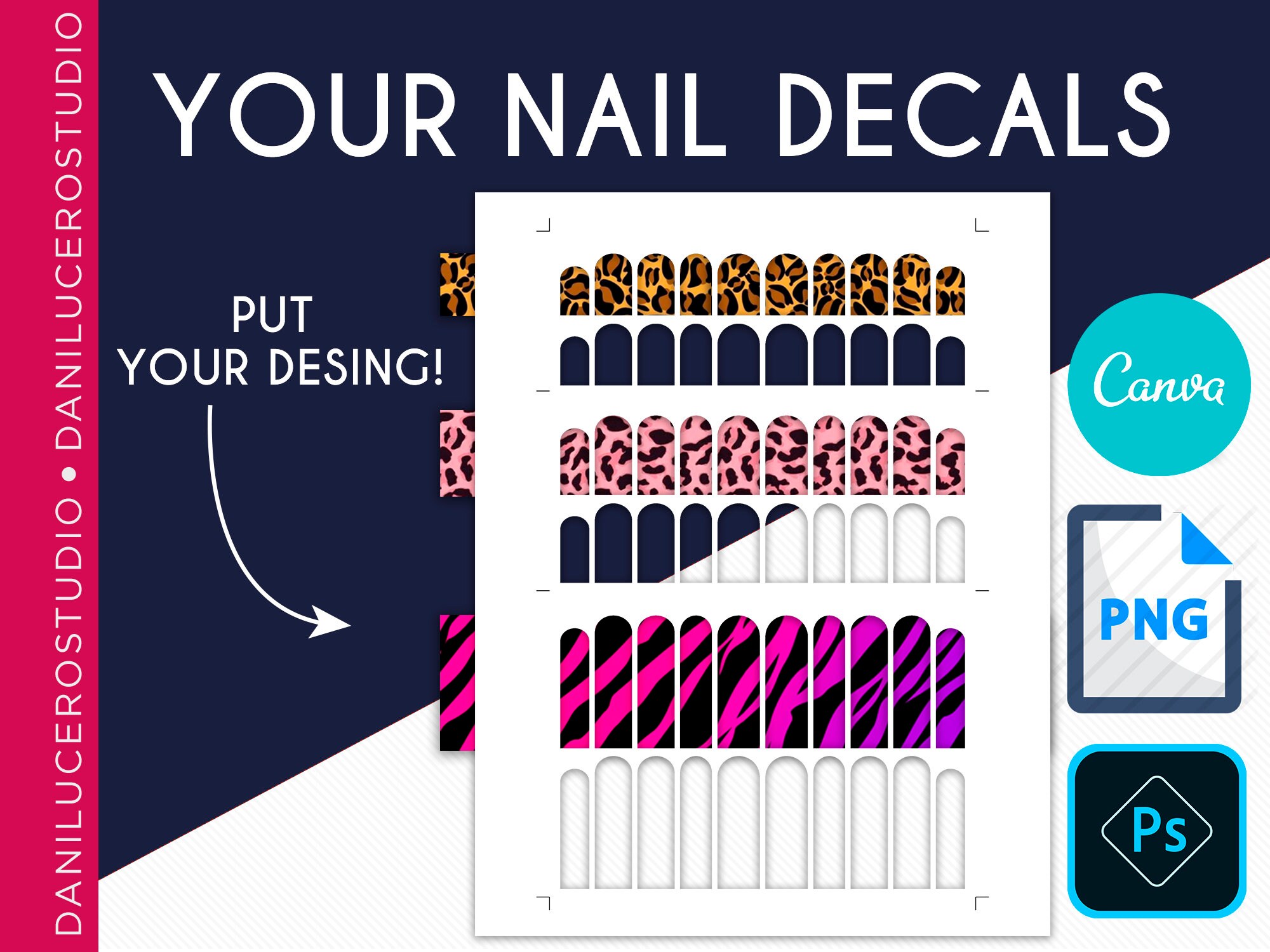 DESINGN NAIL DECAL Design Custom Nail Wrap Designs Print Etsy