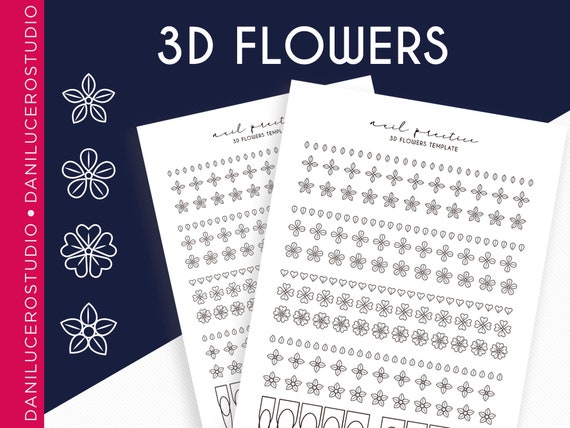 practice acrylic flowers 3d long nail flowers template mat etsy